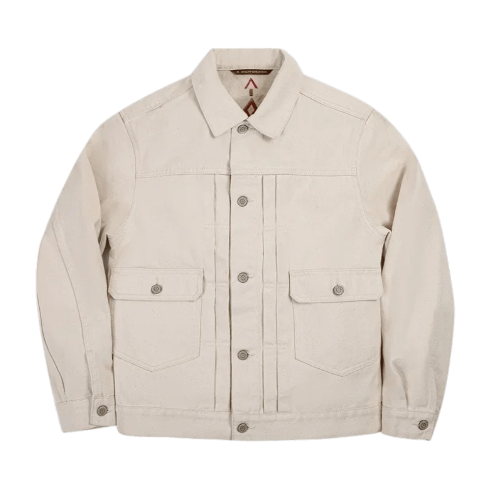 Beige jeans jacka herr