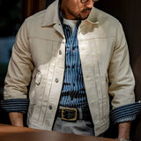 Beige jeans jacka herr