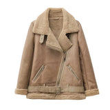 Beige shearlingjacka