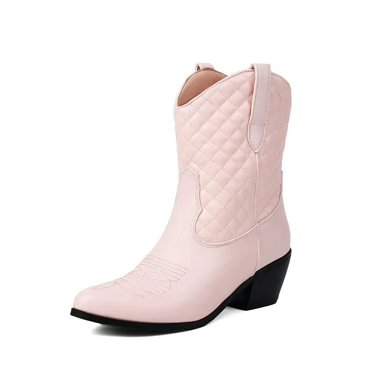 Låga Cowgirl Boots med Quiltat Skaft