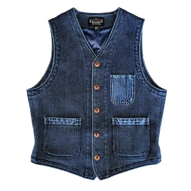 Blå cowboy arbetsväst