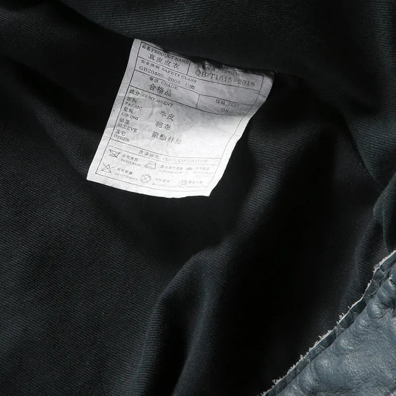 Blå läder trucker jacka herr