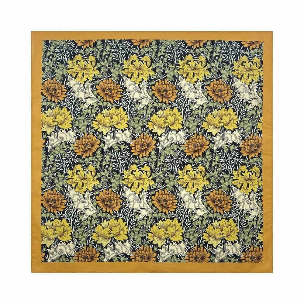 Blommig Vintage Bandana med Gul Kant