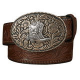Blommigt cowboybälte Mörkbrun / 120cm