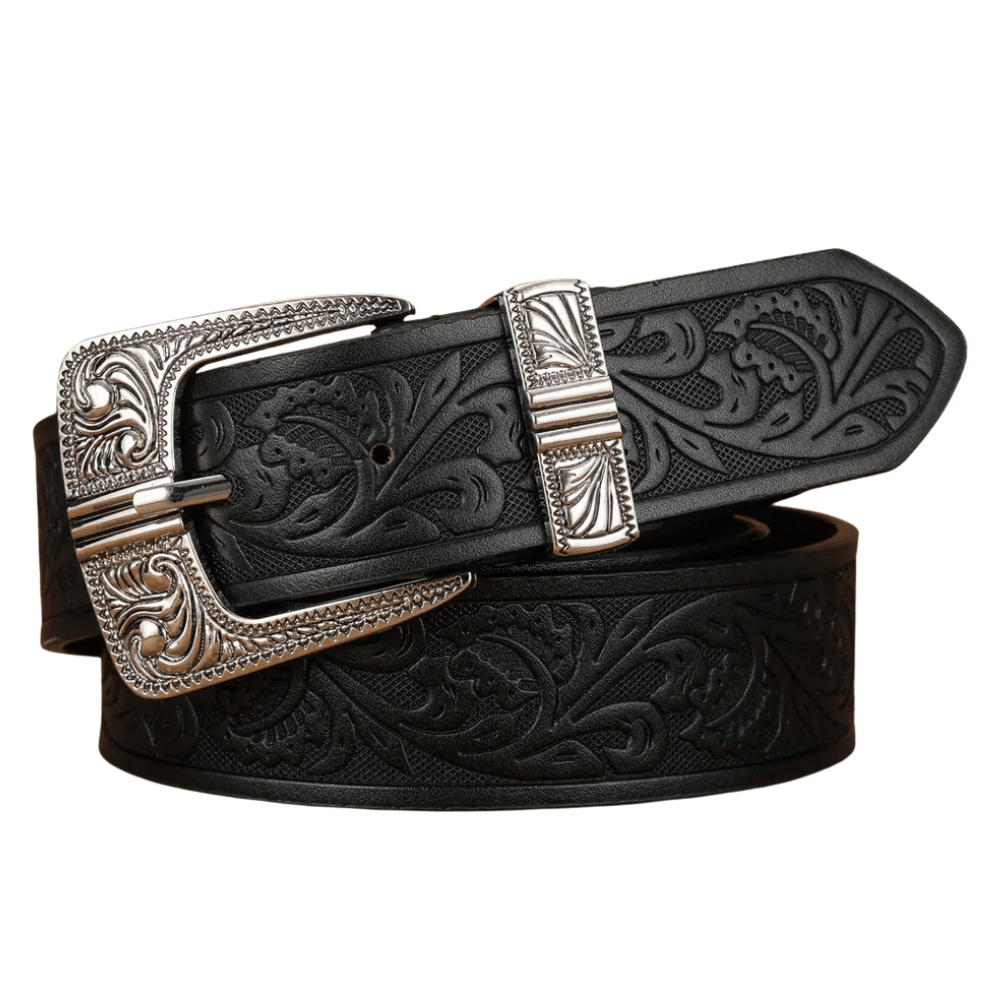 Blommigt westernbälte Svart / 120cm
