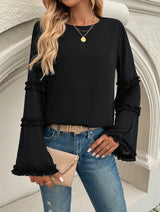 Blus med trumpetärm