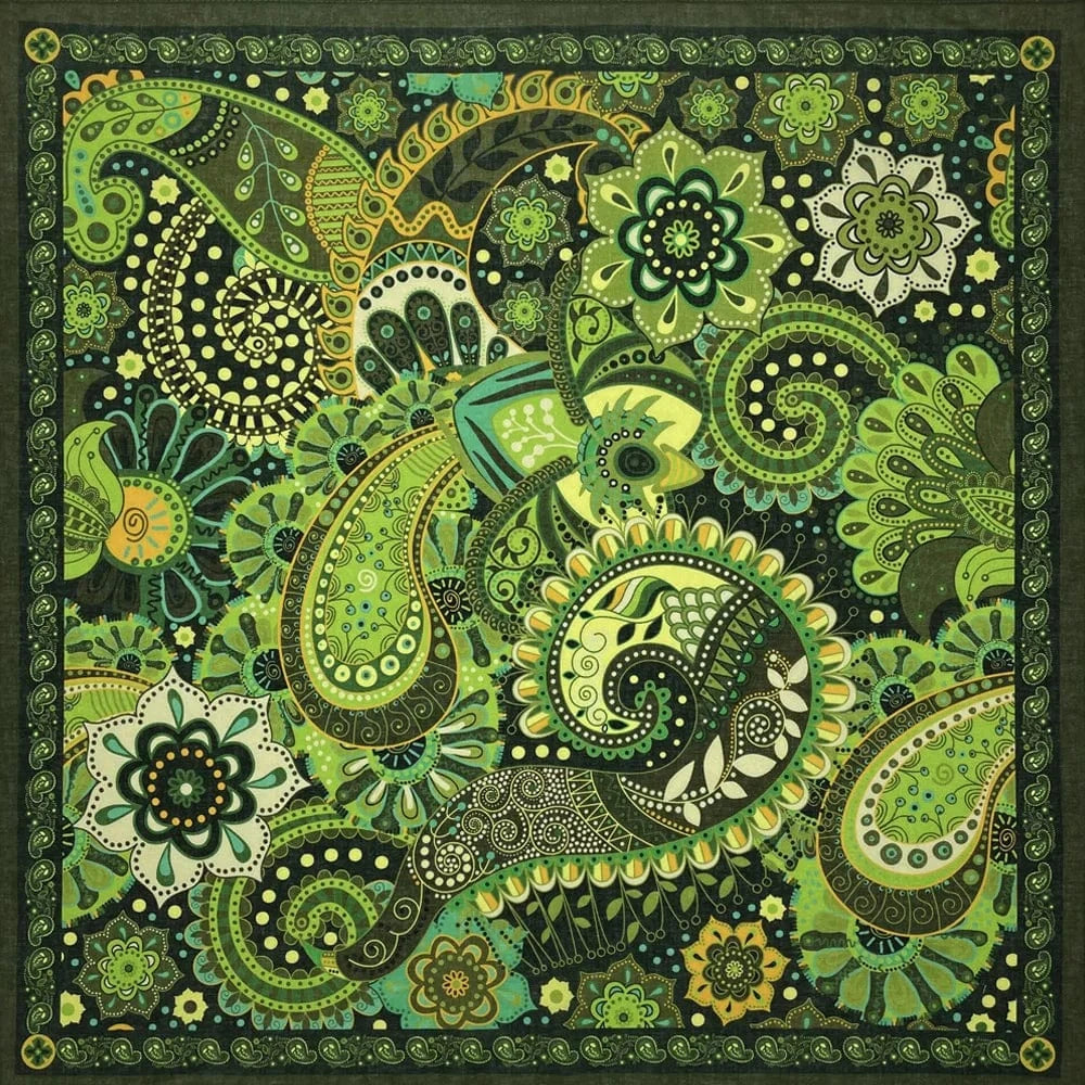 Bohemisk Grön Paisley Bandana