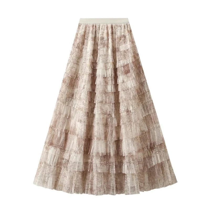 Bohemisk tyllkjol med tie-dye mönster