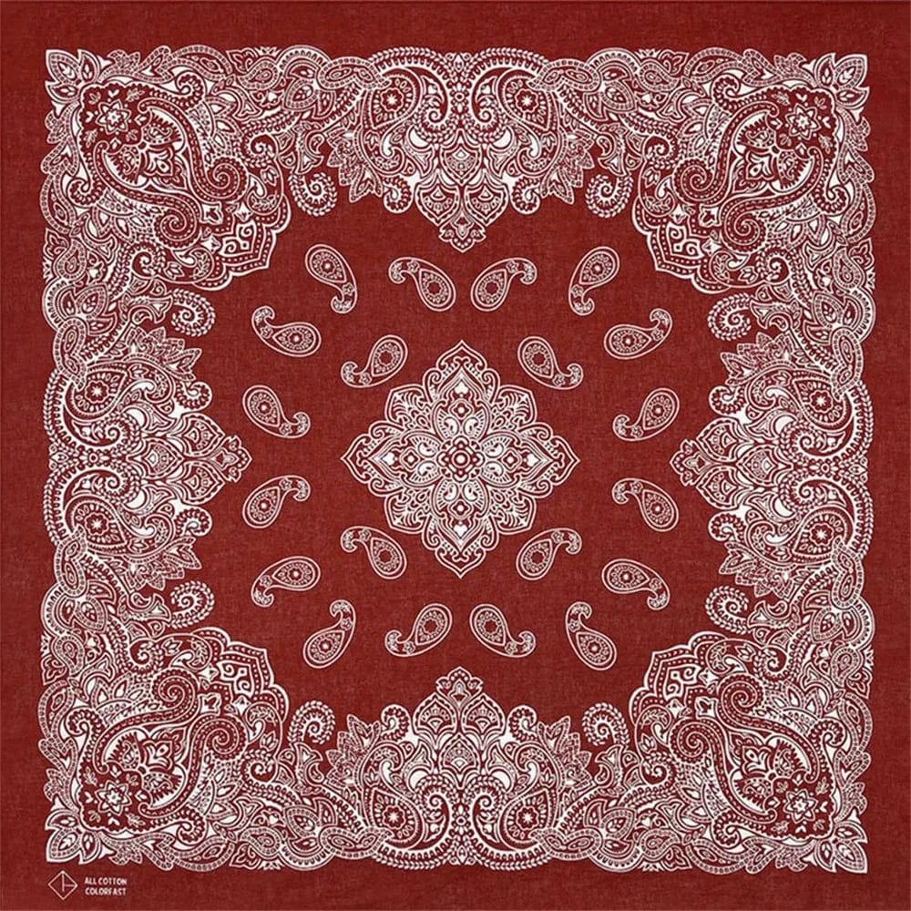 Bohemisk Vinröd Bandana med Mandala-mönster