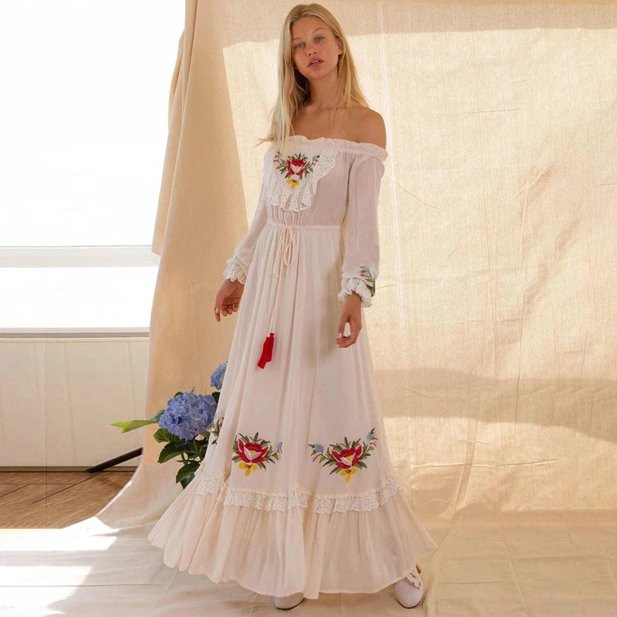 Boho chic klänning vit