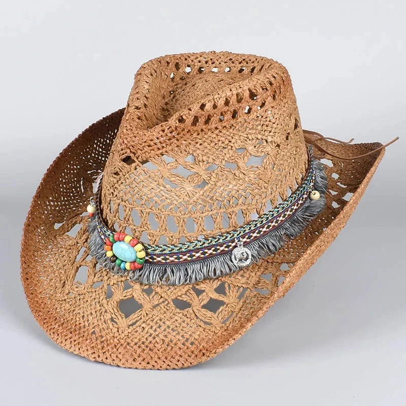 Boho Cowboy Stråhatt Ljusbrun / About 58cm