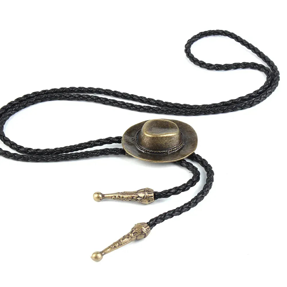 Bolo tie antikt cowboyhat Guld