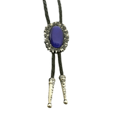 Bolo tie i äkta läder med vintageblomma och steninfattning