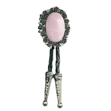 Bolo tie i äkta läder med vintageblomma och steninfattning