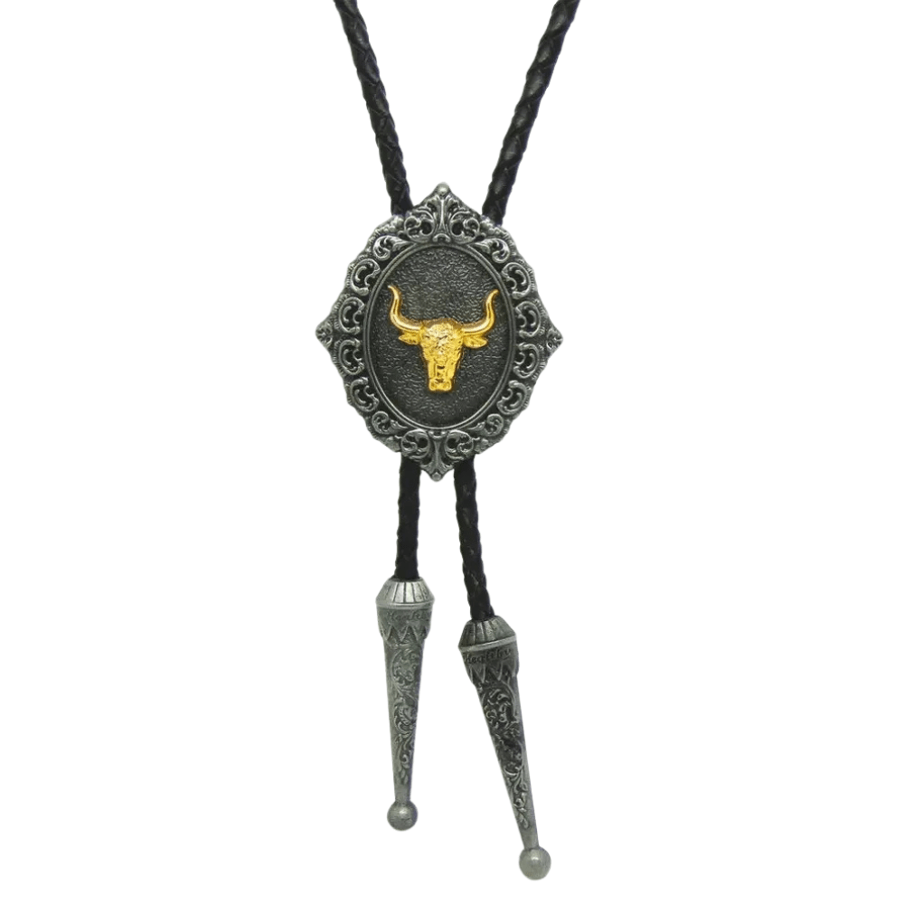 Bolo tie i antiksilver med djurmotiv och snidad ram