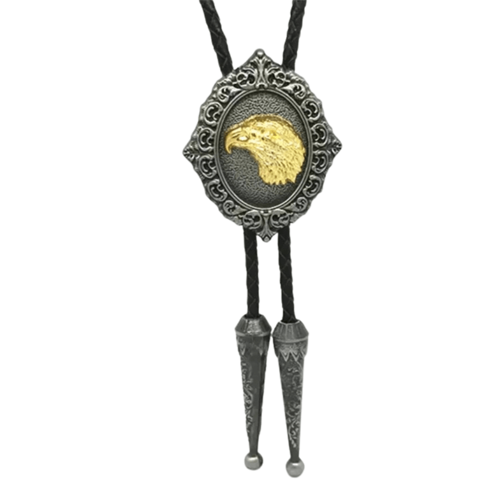 Bolo tie i antiksilver med djurmotiv och snidad ram