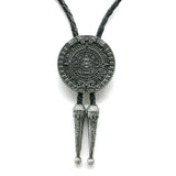 Bolo tie i aztekisk design med genuint läder