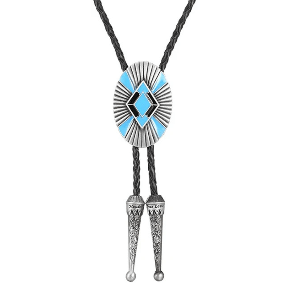 Bolo tie i blått med oval medaljong