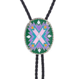 Bolo tie i justerbart läder med färgstarkt totemmönster