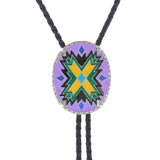 Bolo tie i justerbart läder med färgstarkt totemmönster