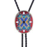 Bolo tie i justerbart läder med färgstarkt totemmönster