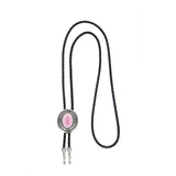 Bolo tie i läder med metallhänge och färgad sten