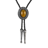 Bolo tie i läder med natursten