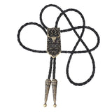 Bolo tie i läder med oxskalle och blommönster
