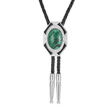 Bolo tie i läder med sexkantig ram och färgad sten