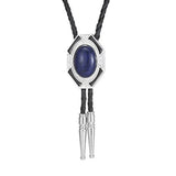 Bolo tie i läder med sexkantig ram och färgad sten
