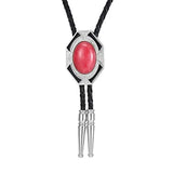 Bolo tie i läder med sexkantig ram och färgad sten
