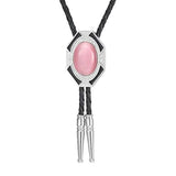 Bolo tie i läder med sexkantig ram och färgad sten
