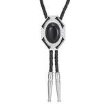 Bolo tie i läder med sexkantig ram och färgad sten