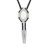 Bolo tie i läder med sexkantig ram och färgad sten