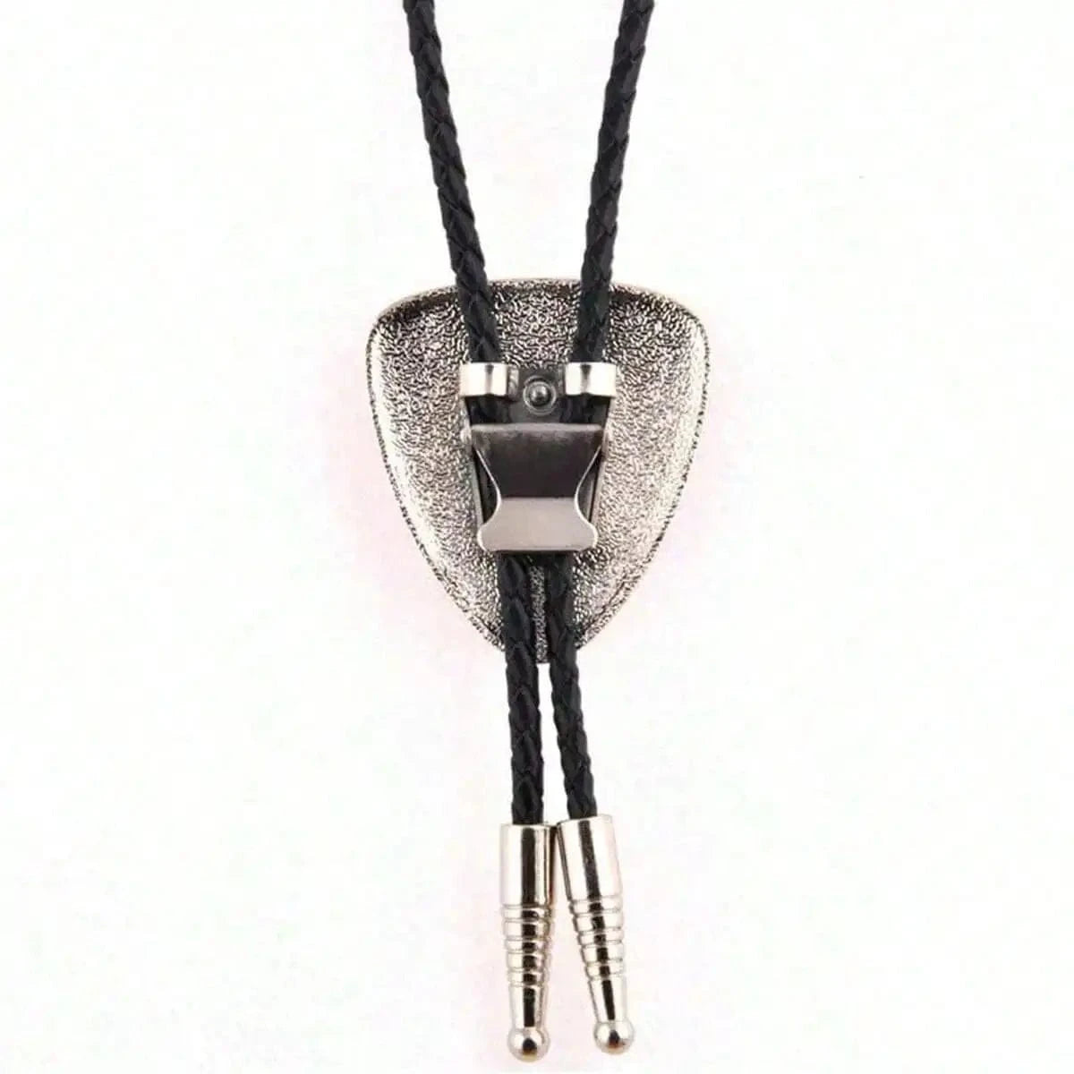 Bolo tie i läder med svart trekantig sten