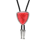 Bolo tie i läder med trekantig sten och elegant design