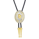 Bolo tie i silver och guld med hästmotiv