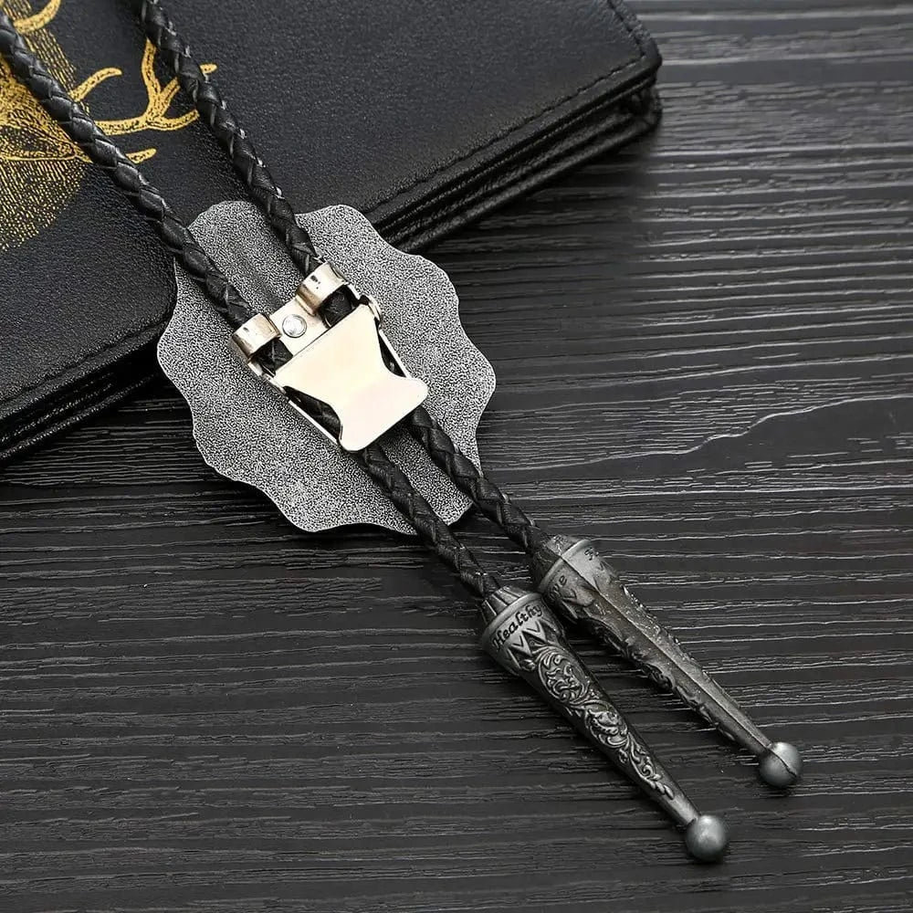 Bolo tie med blå sten och antik silverram