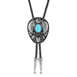 Bolo tie med dekorativ sten och lövmönstrad i vintage-stil