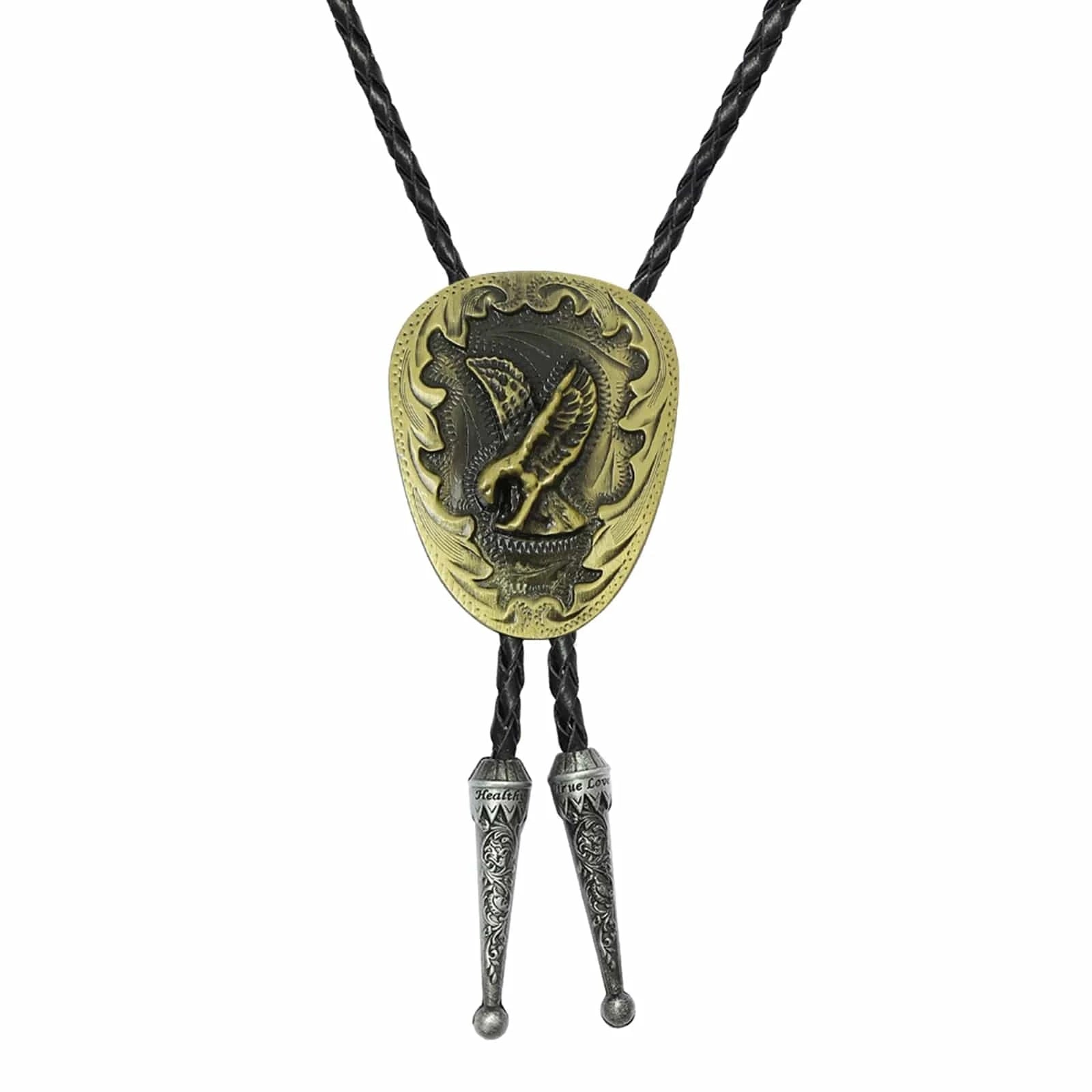 Bolo tie med flygande örn i antikmetall