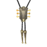 Bolo tie med gitarrhuvud i läder