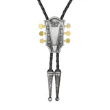 Bolo tie med gitarrhuvud i läder