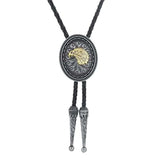 Bolo tie med guldfärgat djurhuvud