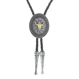 Bolo tie med guldfärgat djurhuvud