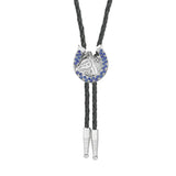 Bolo tie med hästhuvud och glittrande hästsko