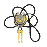 Bolo tie med hästsko och örn i guldmetall