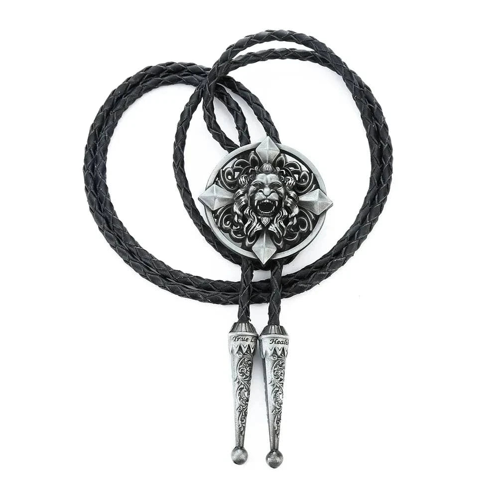 Bolo tie med lejonhuvud i antikmetall