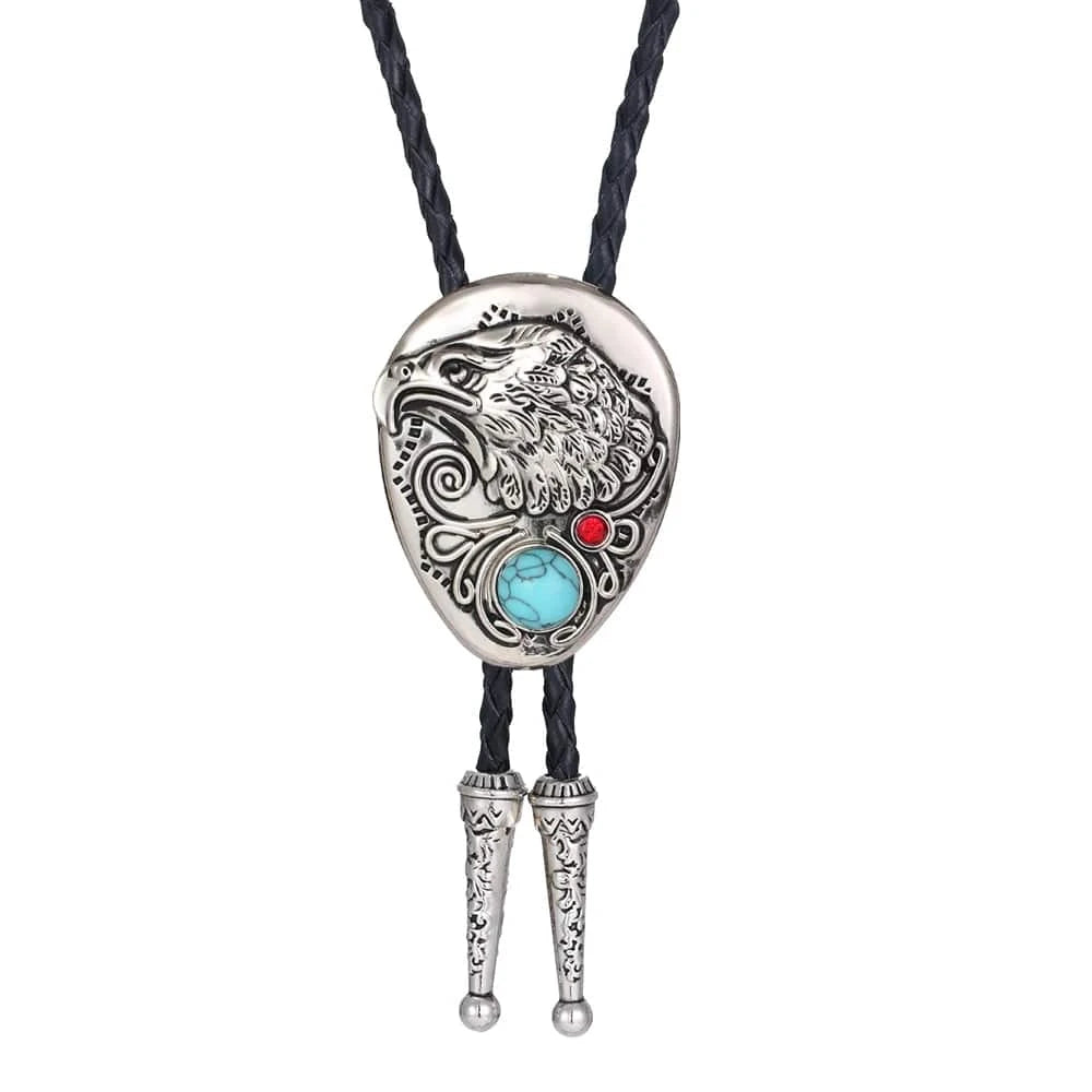 Bolo tie med örn i silver och ädelsten