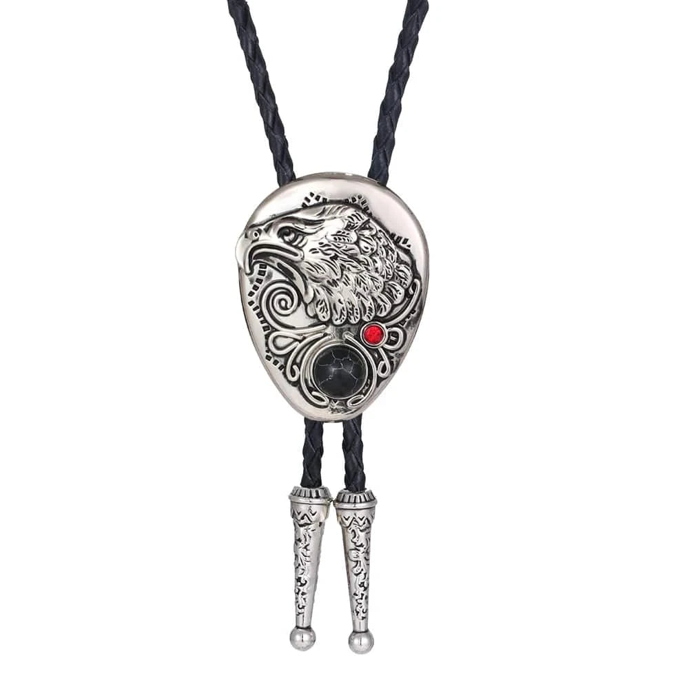 Bolo tie med örn i silver och ädelsten
