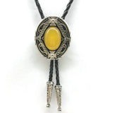 Bolo tie med oval agatsten och vintageinfattning